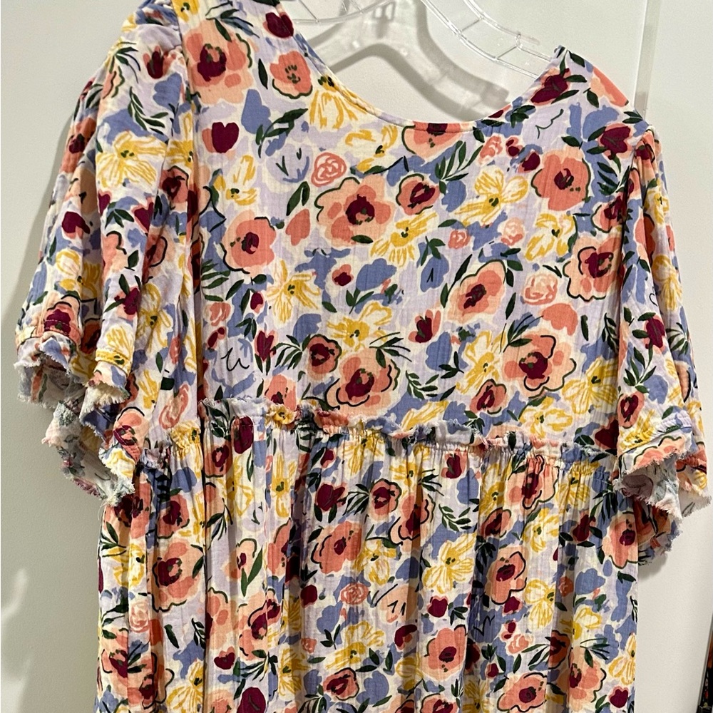 Adorable fully lined, floral cotton baby doll dress